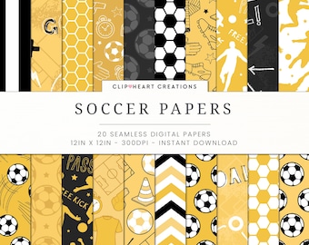20 Soccer Themed Digital Papers, Seamless Commercial Use Instant Download Red Football Themed Digital Paper, Sports Digital Papers