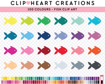 100 Fish Digital Clip Art, Commercial Use Instant Download PNG Rainbow Fishes Digital Clip Art, Fish Planner Digital Clip Art