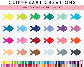 100 Fish Digital Clip Art, Commercial Use Instant Download PNG Rainbow Fishes Digital Clip Art, Fish Planner Digital Clip Art
