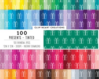 100 Presents Pattern Digital Paper, Commercial Use Instant Download SeamlessGifts Digital Papers, Presents Digital Planner Paper Pack