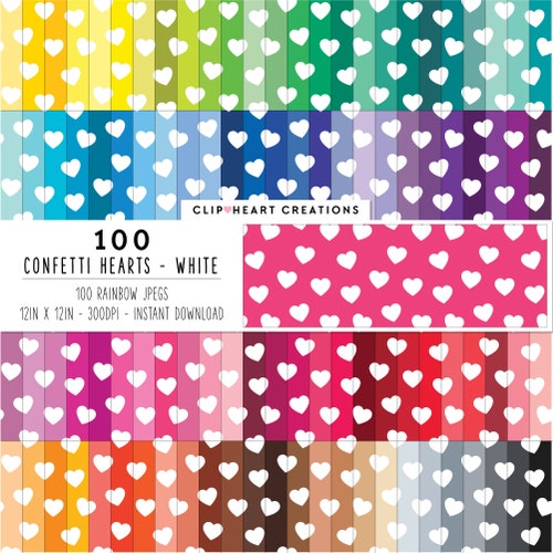 100 Heart Confetti Digital Paper Pack Commercial Use Instant Etsy