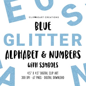 Blue Glitter Alphabet Clip Art, Commercial Use Instant Download Glitter Digital Alphabet Clipart, Blue Glittered Alphabet Digital Clip Art