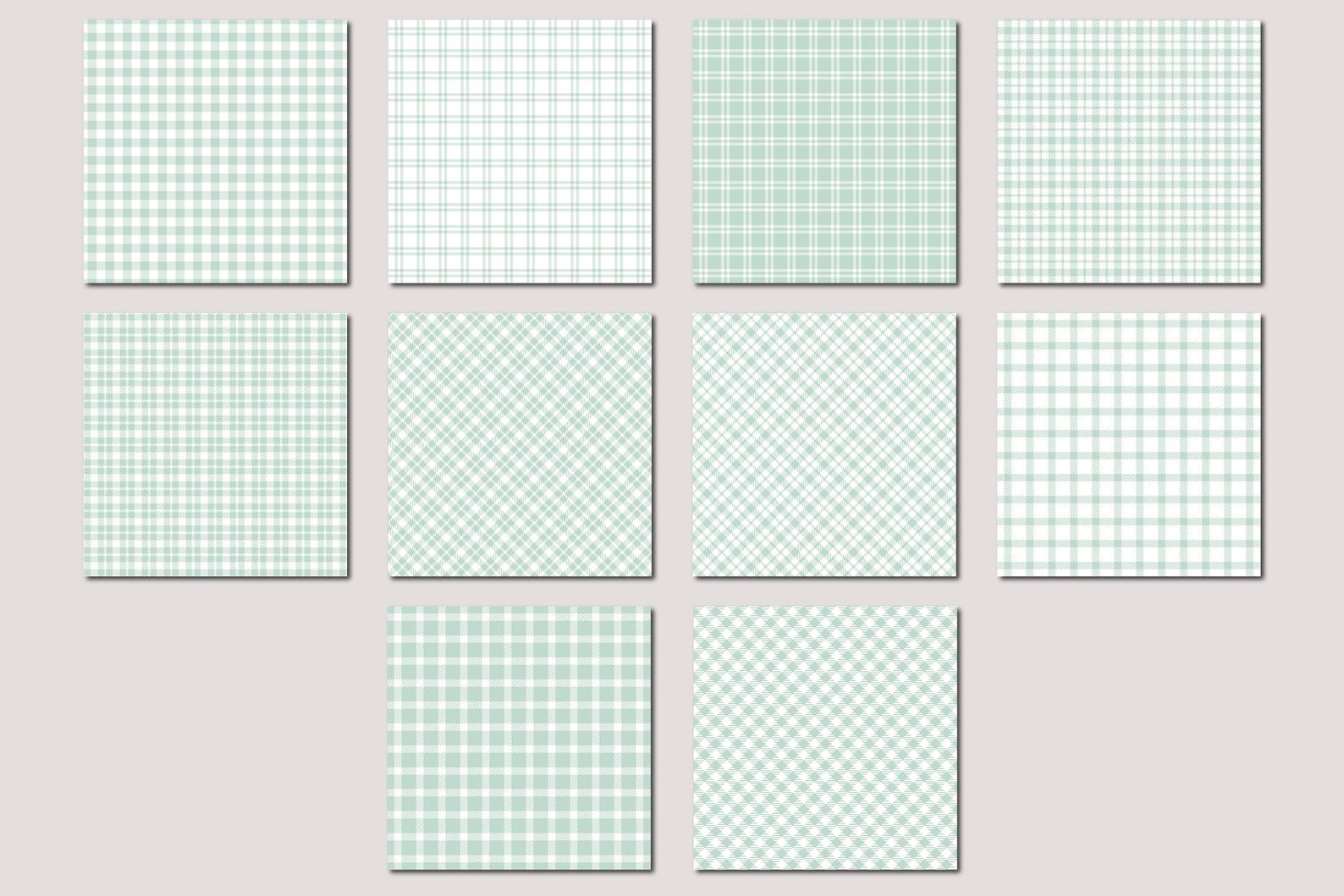 Green Buffalo Plaid Digital Paper Set, Seamless Lumberjack Plaid Papers ...