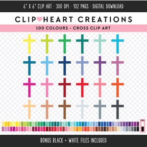 100 Cross Clip Art, Commercial Use Instant Download PNG Digital Clip Art, Christian Cross Digital Clip Art, Religious Clip Art
