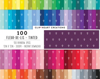 100 Fleur-de-lis Pattern Digital Papers, Commercial Use Seamless Tinted Fleur-de-lis Digital Paper, Fleur-de-lis Planner Paper Pack