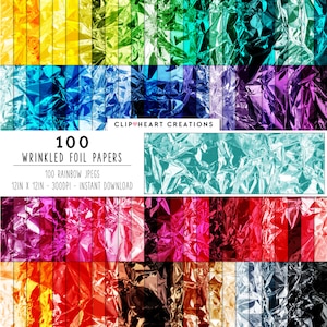100 zerknitterte Folie Textur digitale Papiere, kommerzielle Nutzung Instant Download Folie digitale Papier Pack, Folienstruktur Papier Planner Papiere