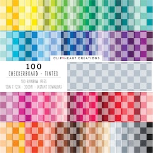 100 Schachbrett Muster Digitales Papier, Kommerzielle Nutzung Nahtlose Getönte Schachbrett Digitale Papiere, Schachbrett Planer Scrapbook Papier