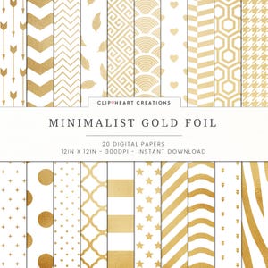 Goldfolie Muster Papiere kommerzielle Nutzung Sofort-Download, Metallic Faux Goldfolie Muster Papier Pack, Gold Tupfen, Goldstreifen
