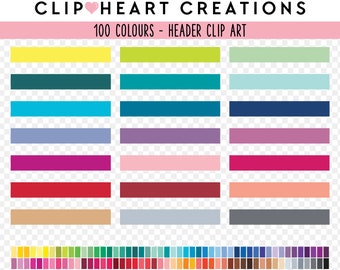 100 Blank Header Clip Art, Commercial Use Instant Download Planner Headers Digital Clipart, Rainbow Header Scrapbooking Planner Clip Art