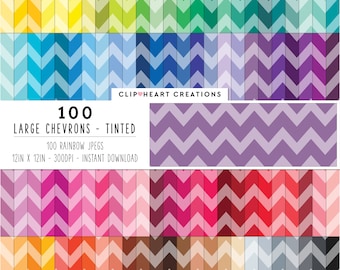 Pakiet 100 papierów cyfrowych z wzorem Chevrons, bezszwowe, duże, barwione papiery cyfrowe Chevron do użytku komercyjnego, papiery do planowania Chevron