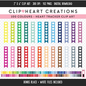 100 Heart Checklist Clip Art, Commercial Use Instant Download PNG Heart Checklist Digital Clip Art, Heart Checklist Planner Clip Art