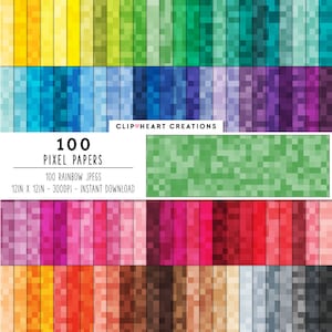 100 Pixel Textur Digital Papers, kommerzielle Nutzung Instant Download Pixelated Digital Paper Pack, Pixel Textur Planner Papier