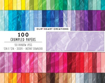 100 Crumpled Paper Texture Digital Papers, Commercial Use Instant Download Wrinkled Paper Digital Paper Pack, Paper Planner Papers