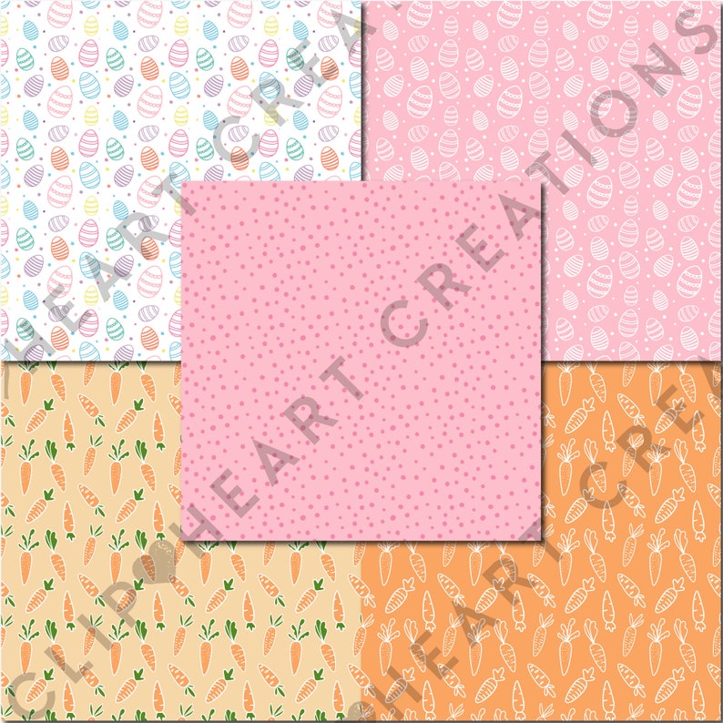 Easter Digital Papers, Seamless Commercial Use Instant Download Easter Themed Digital Paper Pack, Seamless Easter Themed Digital Papers image 3