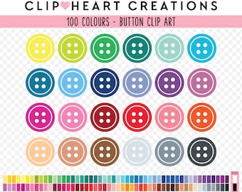 100 Button Clip Art, Commercial Use Instant Download PNG Buttons Digital Clip Art, Rainbow Button Icon Scrapbooking Planner Clipart