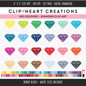 100 Diamonds Digital Clip Art, Commercial Use Instant Download PNG Diamond Digital Clip Art, Diamond Planner Clip Art