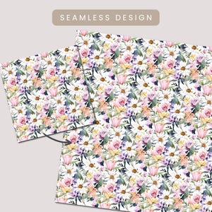 Spring Florals Watercolor Flowers Digital Papers, Seamless Commercial Use Instant Download Spring Flowers Digital Scrapbooking Papers image 5