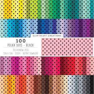 100 Polka Dot Digital Papers, Kommerzielle Nutzung Sofortiger Download Seamless Tiny Black Polka Dotted Digital Paper Pack, Polka Dots Muster Papier