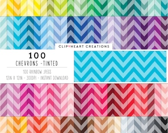 100 Chevron Digital Papers, Commercial Use SeamlessTinted Chevrons Digital Paper Pack, Chevron Scrapbooking Planner Papers