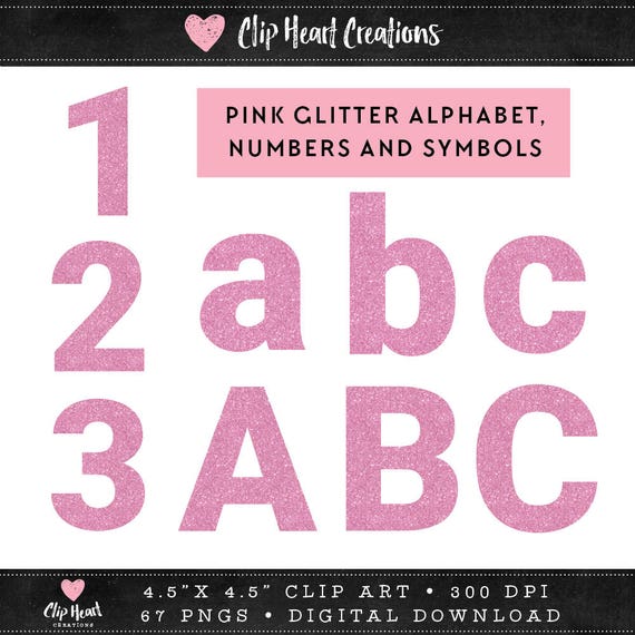 pink glitter alphabet clip art graphics digital alphabet etsy