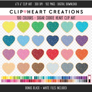 100 hart suiker Cookie illustraties, commercieel gebruik Instant Download PNG digitale suiker Cookie illustraties, suiker Cookie Planner illustraties