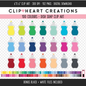 100 Dish Soap Clip Art, Commercial Use Instant Download PNG Washing Up Liquid Digital Clip Art, Rainbow Soap Scrapbooking Planner Clipart