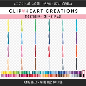 100 Knife Clip Art, Commercial Use Instant Download PNG Kitchen Knife Digital Clip Art, Rainbow Cutlery Knife Planner Digital Clipart