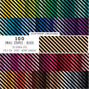 100 Stripes Digital Paper Pack, Commercial Use Instant Download Seamless Black Striped Pattern Digital Papers, Black Striped Planner Paper