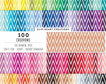 100 Chevron Pattern Digital Paper, Commercial Use Instant Download Seamless Rainbow Chevrons Digital Paper Pack, Chevron Planner Paper Pack