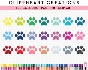 100 Paw Prints Clip Art, Commercial Use Instant Download PNG Digital Paw Print Clip Art, Pet Planner Clip Art