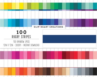 100 Rugby Stripes Digital Papers, Commercial Use Seamless Striped Digital Paper Pack, Rainbow Stripe Scrapbooking Planner Papers