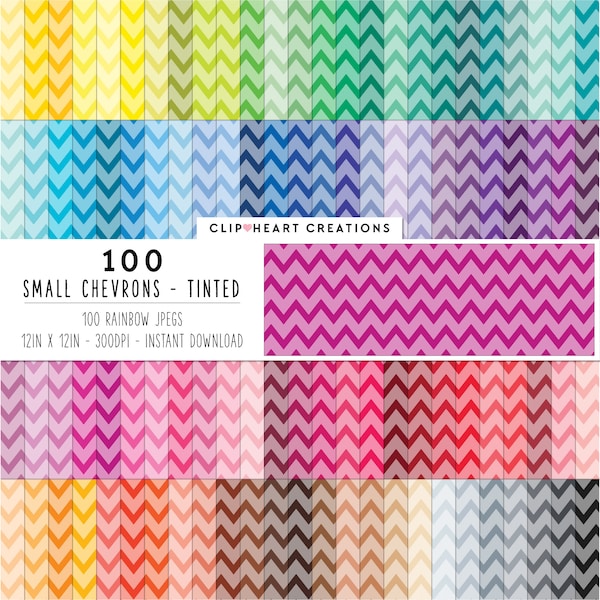 100 Chevron Digital Papers, Commercial Use Seamless Tinted Chevrons Digital Paper Pack, Chevron Planner Papers