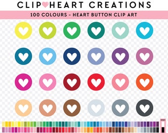 100 Hearts Clip Art, Commercial Use Instant Download PNG Digital Clip Art, Hearts Clip Art, Planner Clipart