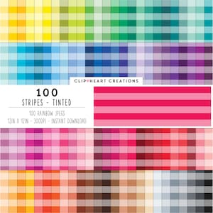 100 Stripes Digital Paper Pack, Commercial Use Instant Download Seamless Tinted Striped Pattern Digital Papers, Tinted Striped Planner Paper