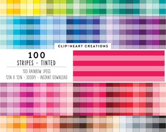 100 Stripes Digital Paper Pack, Commercial Use Instant Download Seamless Tinted Striped Pattern Digital Papers, Tinted Striped Planner Paper