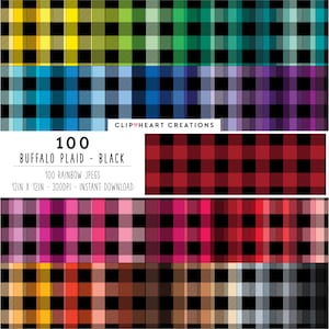 100 Buffalo Check Pattern Digital Paper, Commercial Use Seamless Plaid Digital Papers, Gingham Digital Planner Paper Pack