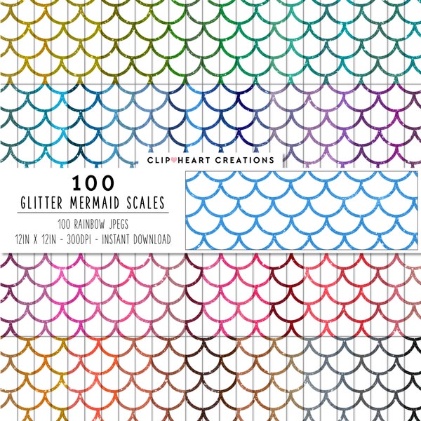 100 Glitter Mermaid Scales Digital Papers, Commercial Use Instant Download Glitter Fish Scales Digital Papers, Mermaid Scales Papers