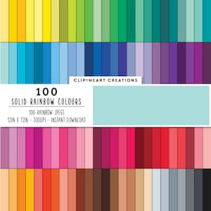 100 papel de color sólido, descarga instantánea de uso comercial Papeles digitales de color arcoíris, papeles digitales de color sólido