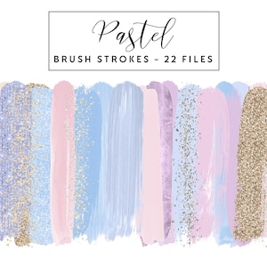 Pastel Brush Strokes Clip Art, Pastel Brush Strokes Clipart Paint Strokes, Commercial Use Instant Download Pastels Glitter Brush Strokes