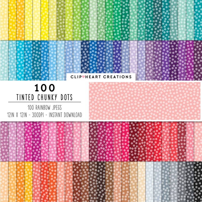 100 Chunky Dots Digital Papers Commercial Use Instant | Etsy