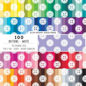 100 knappar digitala papper kommersiellt bruk sömlösa regnbågsknappmönster digitalt papperspaket, knappmönsterplaneringspapper
