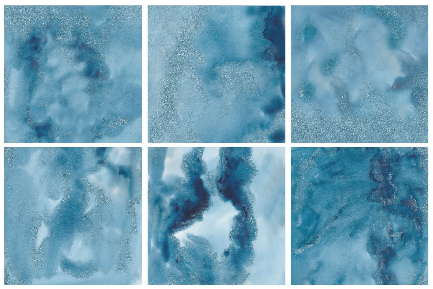 Blue Glitter Watercolor Digital Papers Commercial Use Instant - Etsy