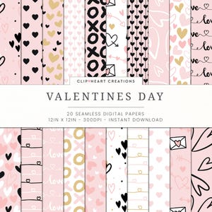 20 Valentinstag Themen digitale Papiere, nahtlose kommerzielle Nutzung Sofort-Download Valentinstag Themen Digital Papier, Blush und Gold Valentinstag