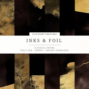 Braun & Gold Aquarell und Folie Digital Papiere, kommerzielle Nutzung Instant Download Folie Digital Papier, Aquarell Papiere