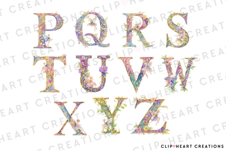 Fairy Alphabet Clip Art, Commercial Use Instant Download Fantasy ...