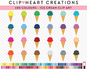 100 Ice Cream Clip Art, Commercial Use Instant Download PNG Ice-cream Digital Clip Art, Rainbow Ice Cream Scrapbook Planner Digital Clipart
