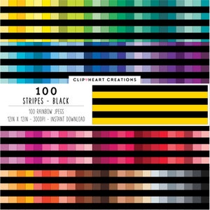 100 Stripes Digital Paper Pack, Commercial Use Instant Download Seamless Black Striped Pattern Digital Papers, Black Striped Planner Paper