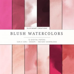 Carta digitale per acquerello Blush, carta digitale per acquerello con download immediato per uso commerciale, carta digitale con inchiostro rosa, carta per acquerello