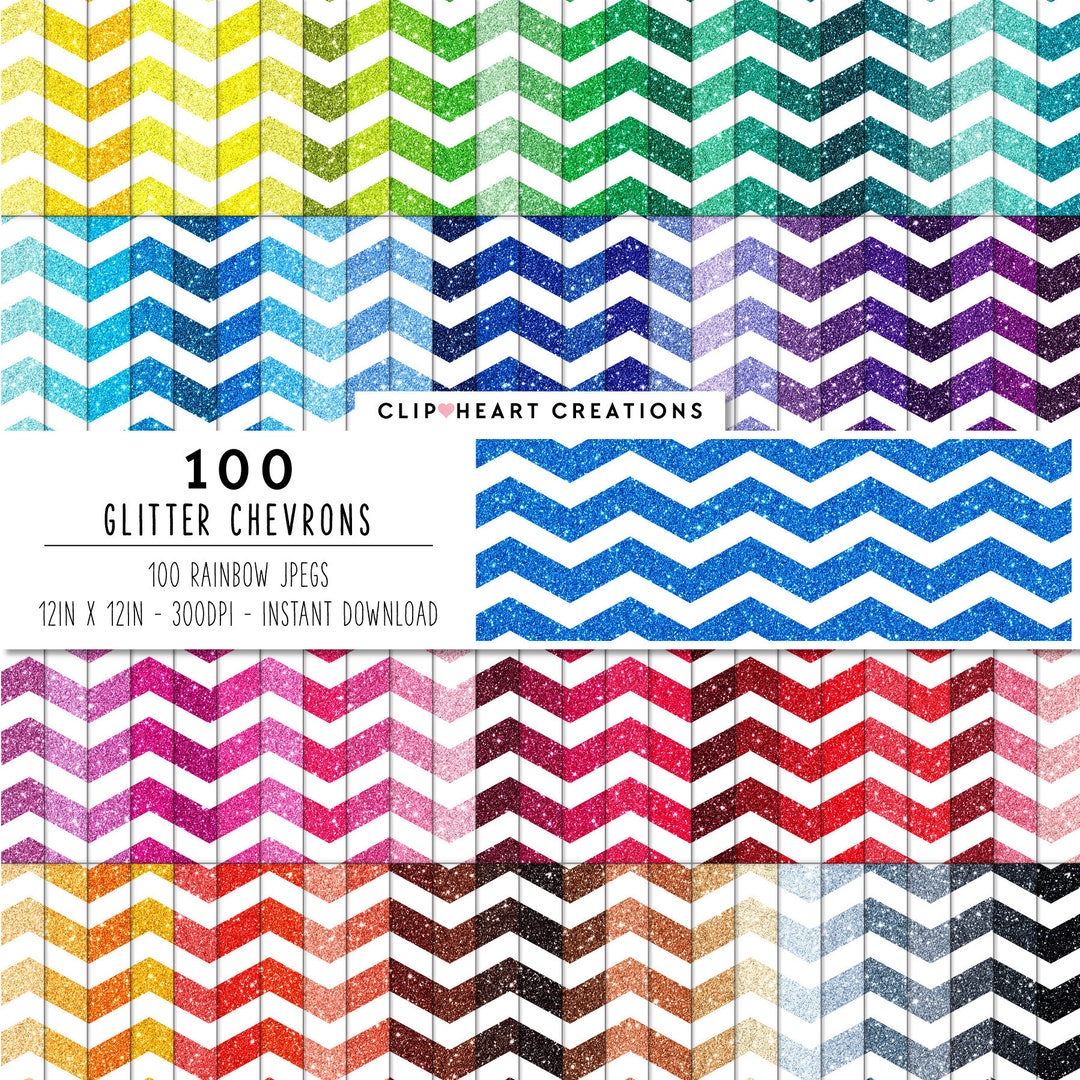 100 Glitter Chevron Digital Paper, Commercial Use Instant Download ...