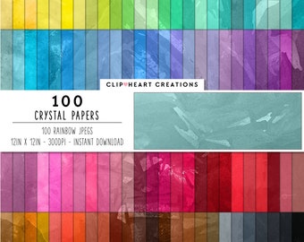 100 papiers numériques Crystal Texture, utilisation commerciale téléchargement instantané papiers numériques Rainbow Crystal, papiers Crystal Digital Planner